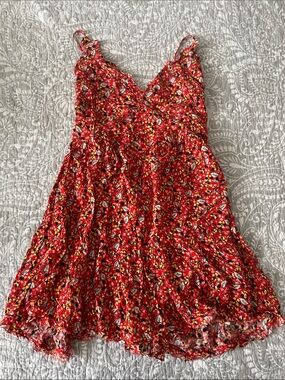 Free People, Red Floral Spaghetti Strap Sundress